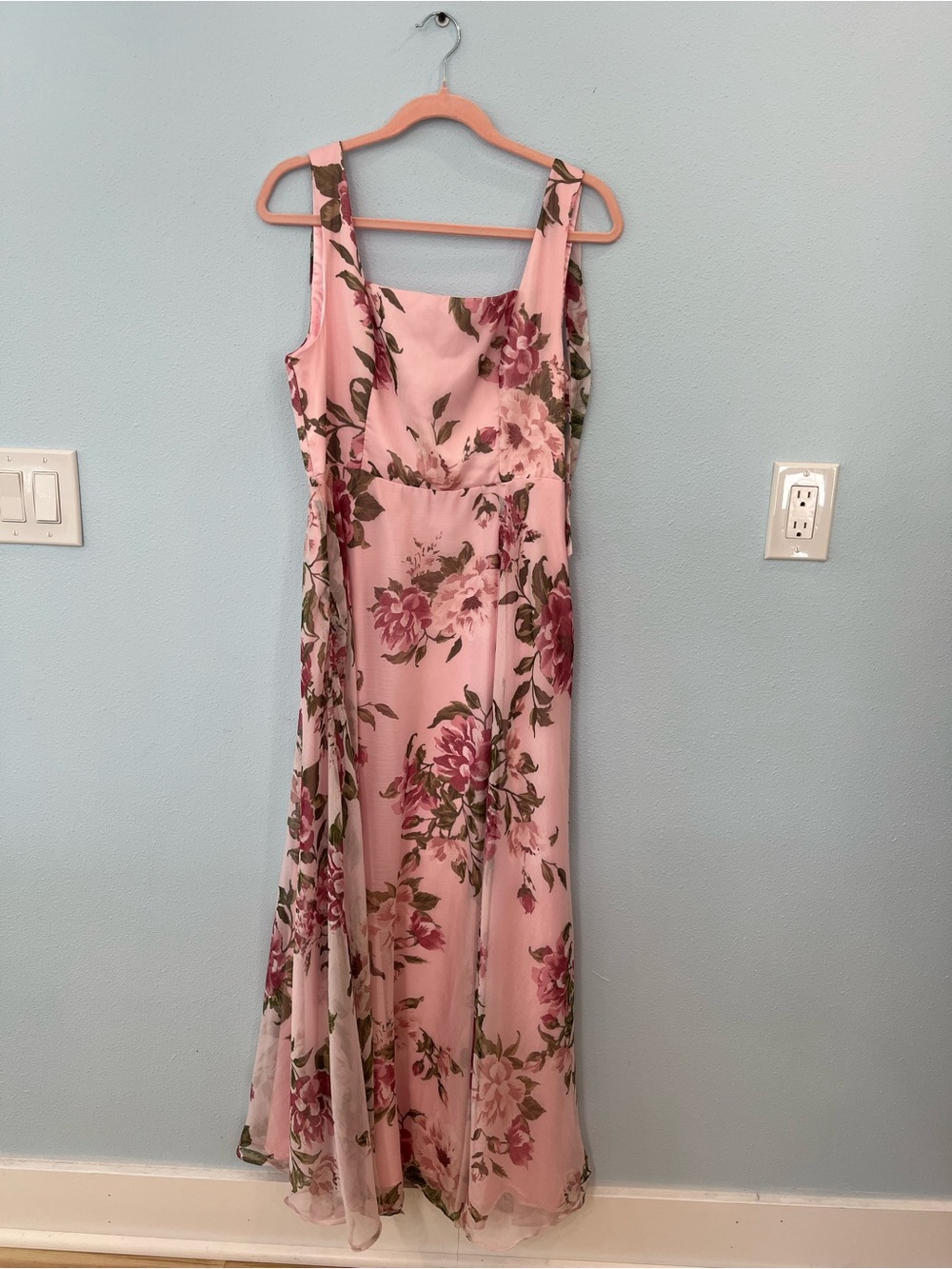 Lulu's Pink Floral Square-Neck Maxi Dress